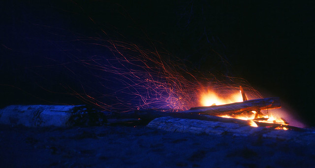 Wreck Beach bonfire 1985