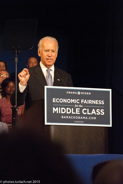 VIce President Biden speaks in Exeter New Hampshire.