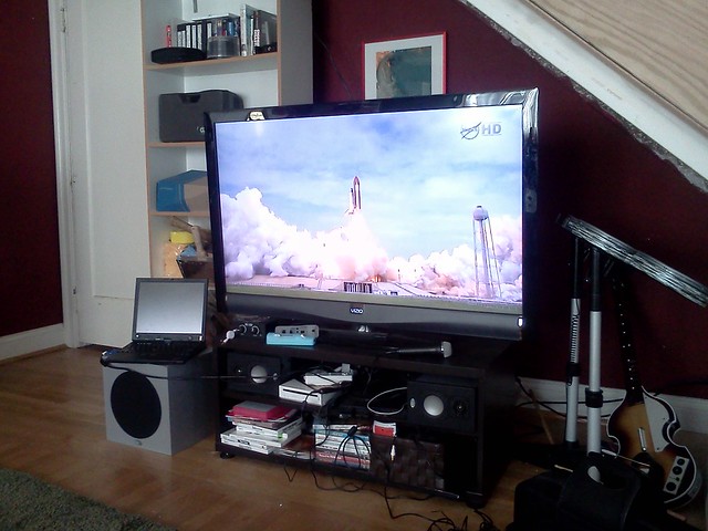 Shuttle launch on TV