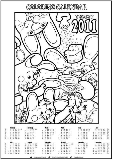 Free Printable Bunny Coloring Calendar 2011