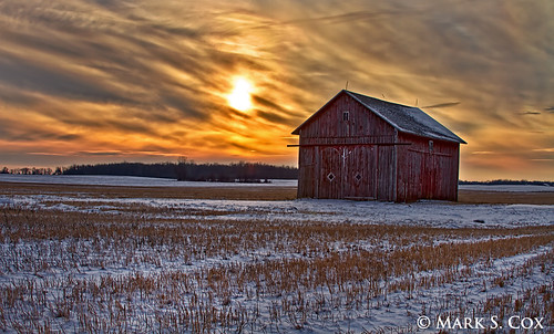 sunset nature barn landscape hdr