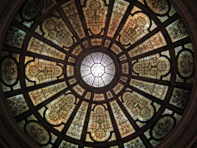 Healy and Millet Stained Glass Dome at Grand Army of the Republic Rotunda. Chicago Cultural Center. (2010)