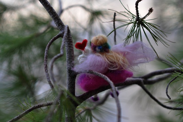 Needle Felted Valentine Blessing Fairy-Pink Fairy--Waldorf inspired