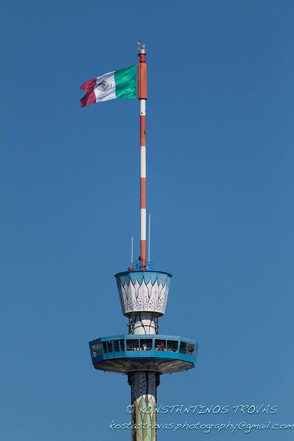 Observation tower and flag