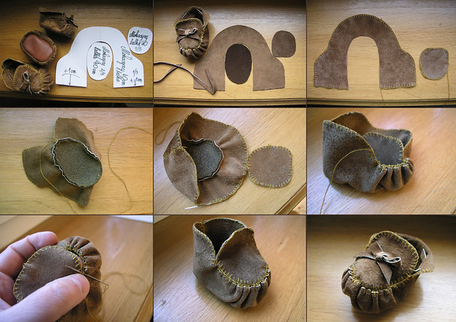 Shoes for dolls Moccasins - step by step
