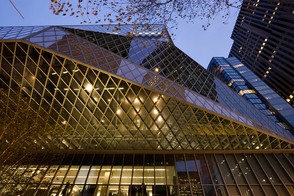 Seattle Central Library, at Dusk