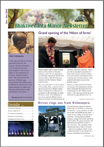 Bhaktivedanta Manor Newsletter - Nov-Dec 2010