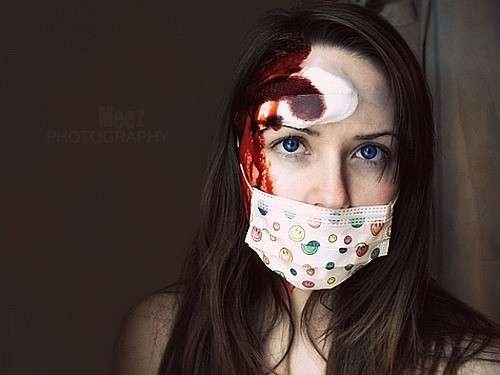 brown, selfportrait, me, girl, self, hospital, myself, hurt, blood, mask, b...