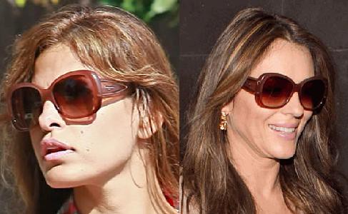 Elizabeth Hurley and Eva Mendes wear Salvatore Ferragamos sunglasses