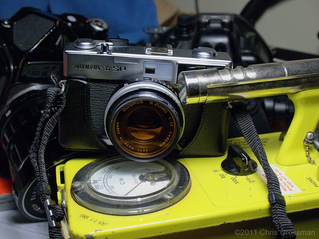 An Olympus 35SP rangefinder camera