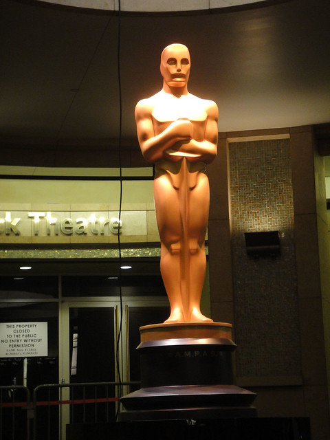 Preparing for the 83rd Annual Academy Awards - the giant Oscar statue at the Kodak Theater entrance