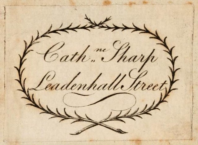 Bookplate of Catherine Sharp of Leadenhall Street 17??-1814
