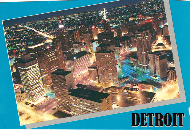 Great American Crossing 1995: Detroit at Night post card