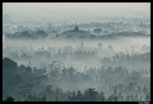 Borobodur in the mist by Dan Wiklund