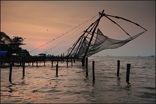 travel sunset india evening fishing chinese kerala nets 2011