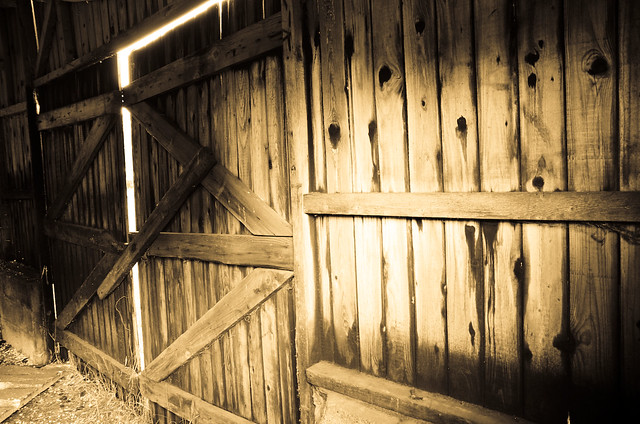 Door inside old barn