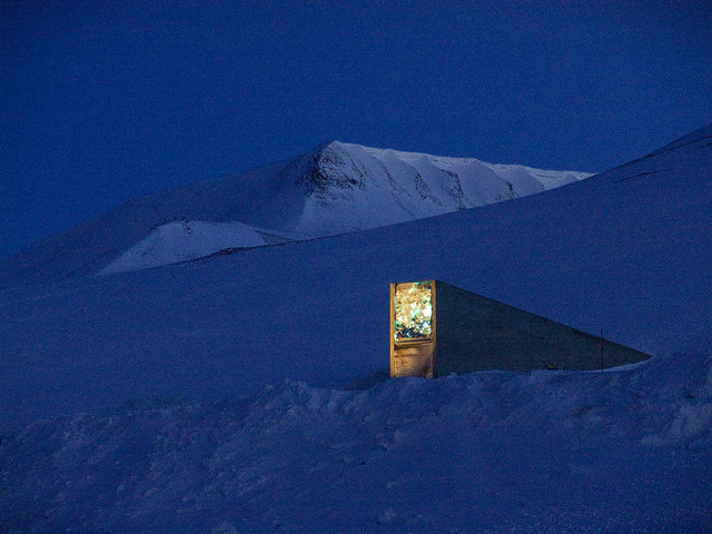 Svalbard Global Seed Vault at night