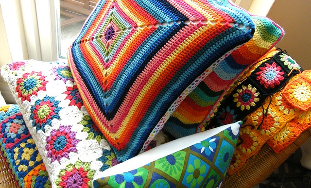 Colourful cushiony crochet things....