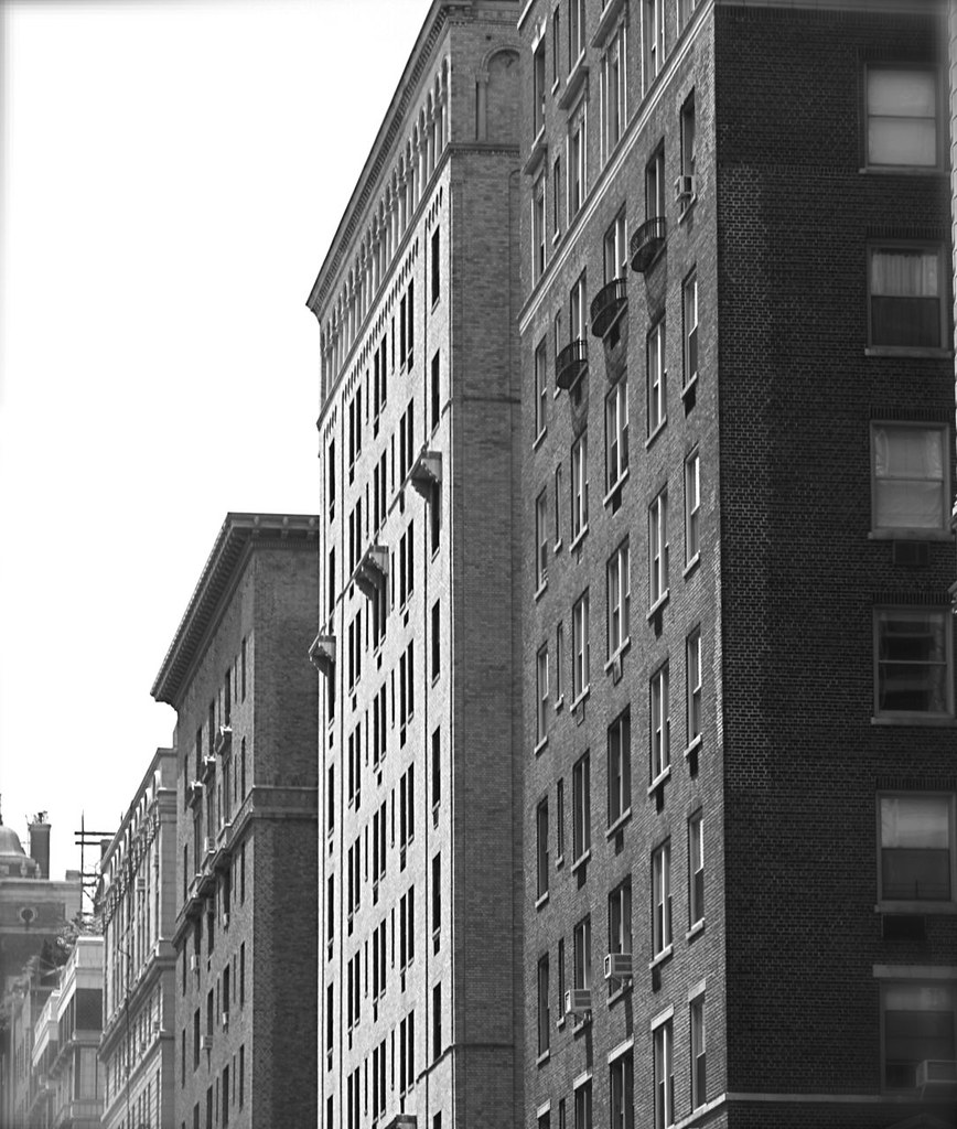 new york city fifth avenue buildings black white