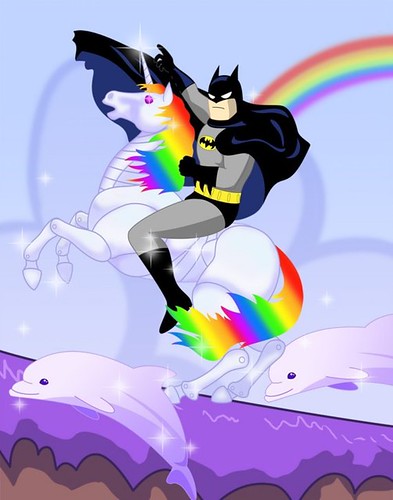 Friday Unicorn: Batman riding Robot Unicorn
