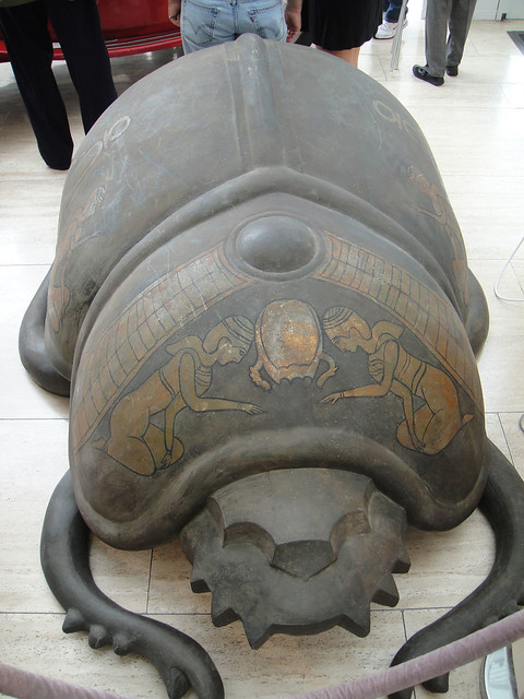 Debbie Reynolds Auction - Enormous fiberglass scarab painted with gold hieroglyphics from 