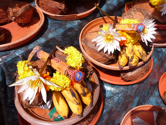 Religious offerings in Hindu temple