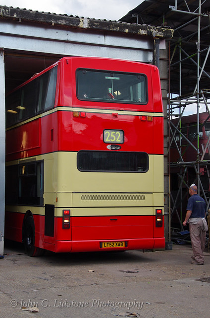 First Essex heritage livery Transbus Trident 33191 , LT52 XAB under preparation for Westcliff-on-Sea heritage livery launch
