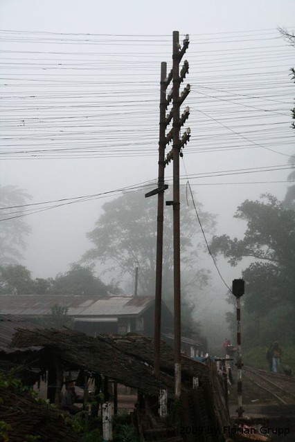Pole of telephone line @ Namtu Railway Station