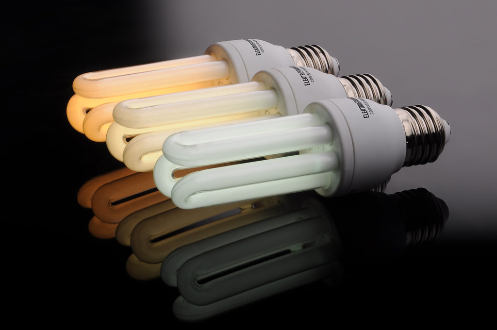 Three energy saving light bulbs