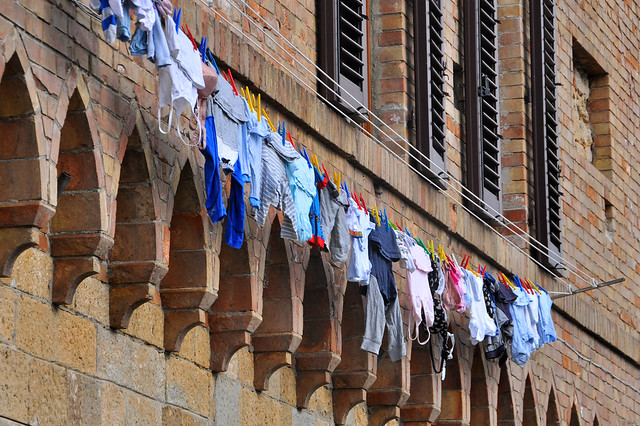 Laundry on the line in Volterra, Italy