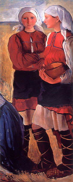 Serebriakova, Zinaida  - Two peasant girls (detail)  - 1915