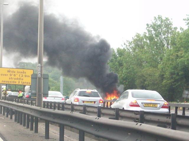 Smart car fire on the M1