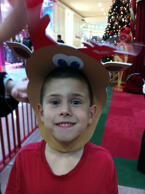 Bradley with his reindeer hat after visiting Santa.