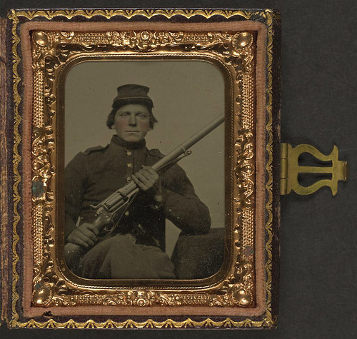[Unidentified soldier in Union uniform with Colt Revolving Rifle Model 1855] (LOC) | by The Library of Congress
