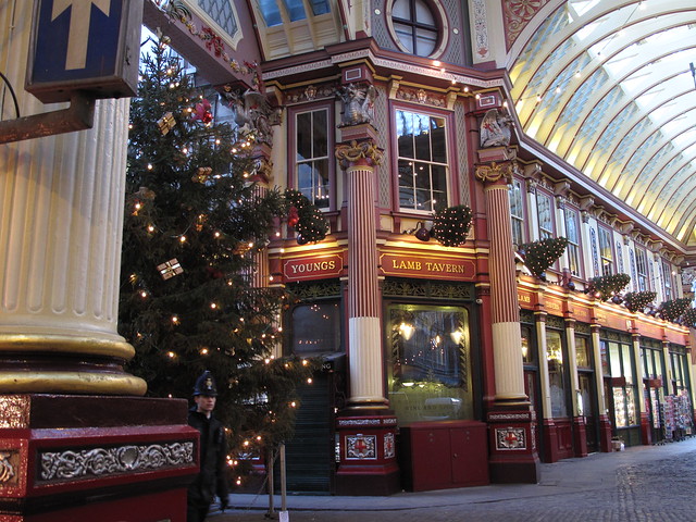 Leadenhall market London, from inside on the Christmas tree and a police happened to walk pass IMG_2299