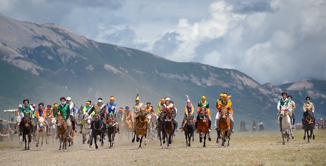 The spectacle of Tibetan horse race, Tibet 2014