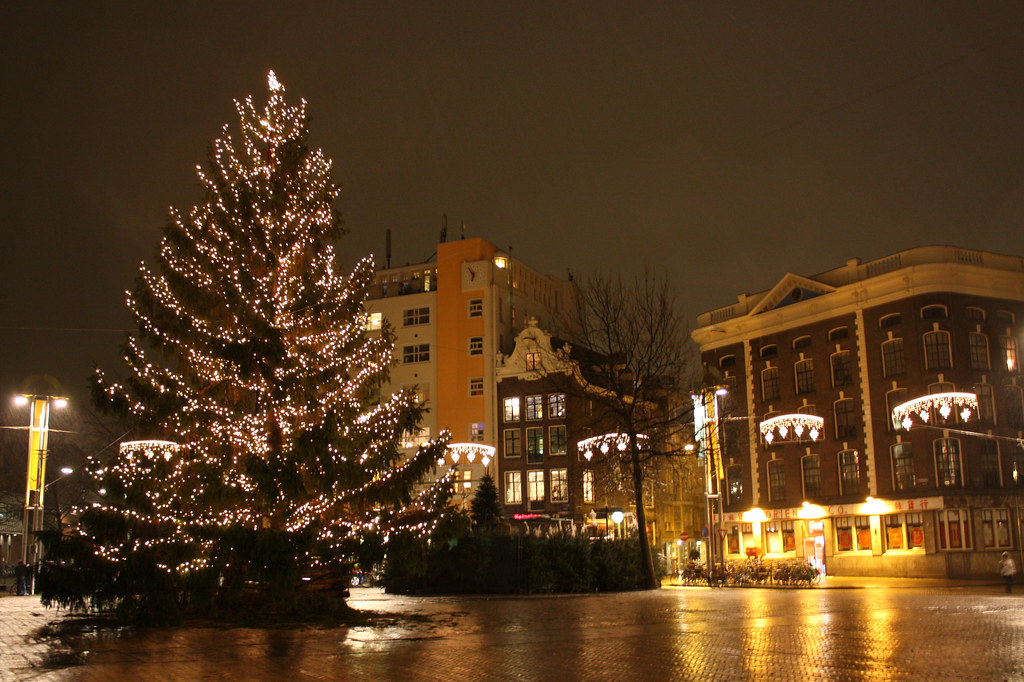 Christmas tree in Nieuwmarkt, Amsterdam