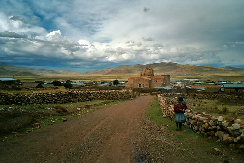 Pucará with colonial church by ceila♪♫♪, view from the Inca ruins sitetravel peru church southamerica inca ruins