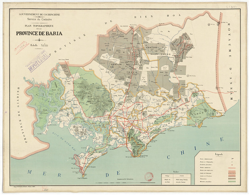 BÀ RỊA 1930 - Plan topographique de la Province de BARIA