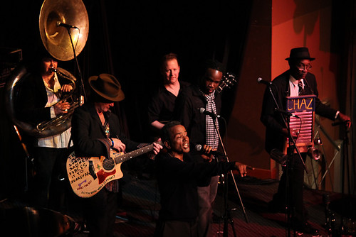 From left to right - Matt Perrine, Paul Sanchez, John Boutte, Alex McMurray, Shamarr Allen, and Washboard Chaz.