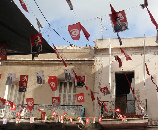 Only a year ago: Ben Ali and flags in Tunis [bc0062]