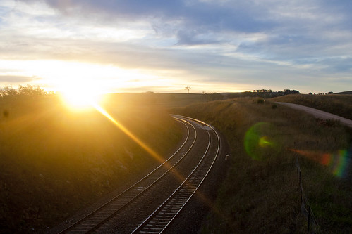 sunset tracks railway trail lensflare gc1d03z osm:way=75870590