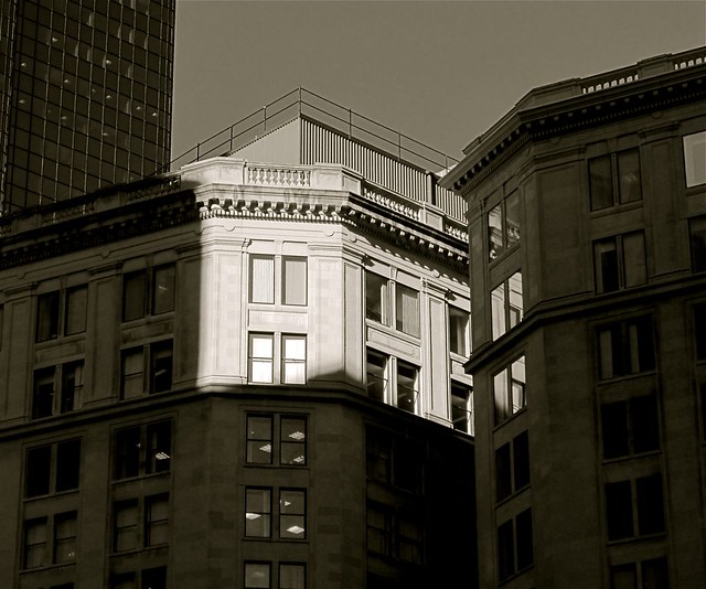 boston downtown crossing buildings light black white