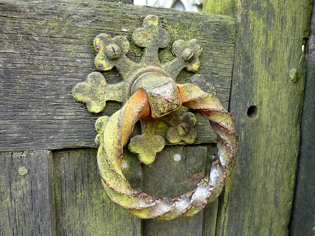 Ancient handle on the gate at the medieval church of St Mary, Nackington, Kent