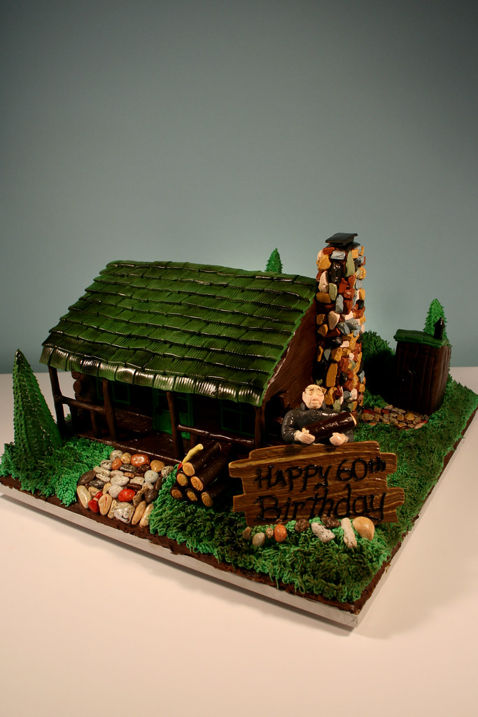 60th Birthday Cabin in Woods cake