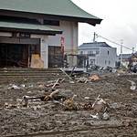 Temple Destroyed with Tsunami Water Lines Ishinomaki Higashi Matsushima Yamoto Japan Earthquake Disaster and Destruction Miyagi 2011