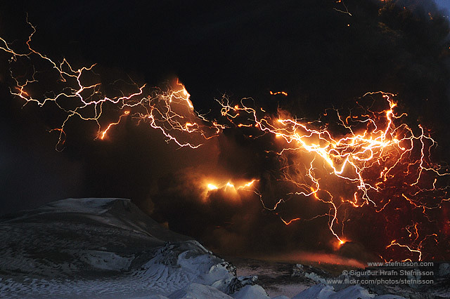 Eyjafjallajokull volcano lightning's in the ash plume shs_n3_045827 crop
