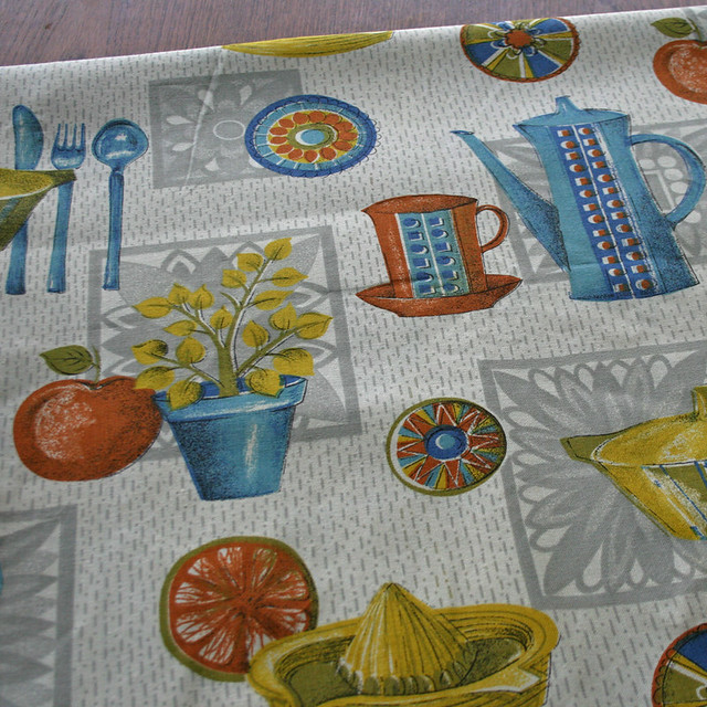 Lovely Vintage Coffee Pot Kichenalia Fabric from 1950's
