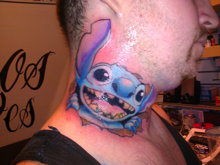 Lilo and Stitch neck tattoo (cover up) by Wes Fortier | Flickr