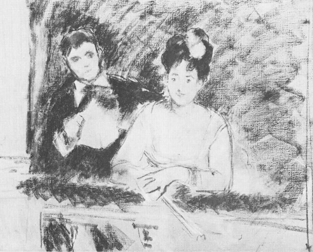 Édouard Manet: Eva Gonzalès et Léon Leenhoff dans la loge aux Théâtre Italiens (1878)